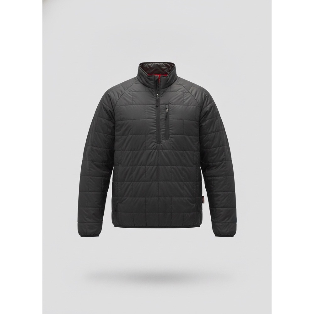 Cabelas Mens PrimaLoft Puffer Jacket Black Red Lining XL Tall XL Grande Full Zip